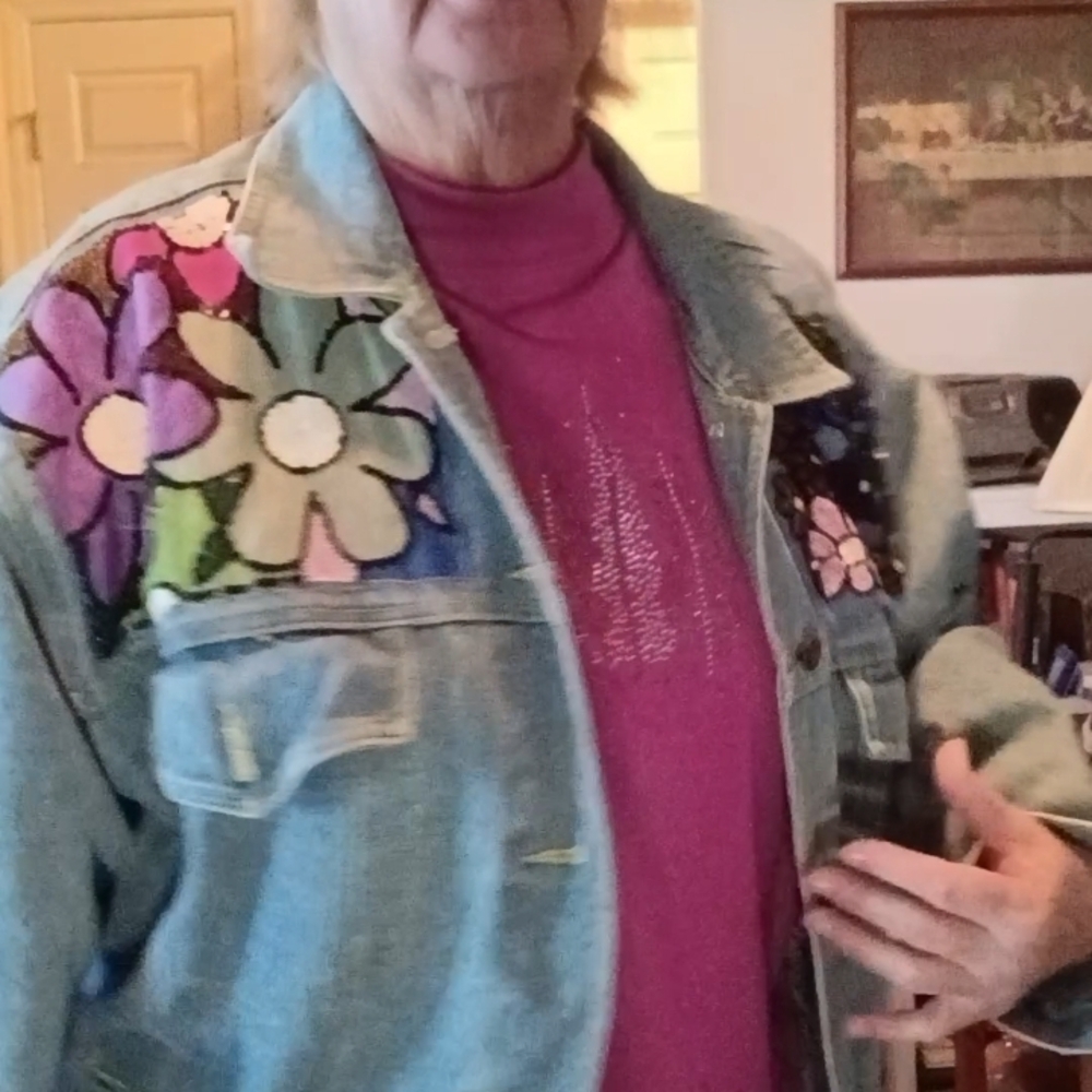 Vintage diani Floral Embellished Denim Jacket